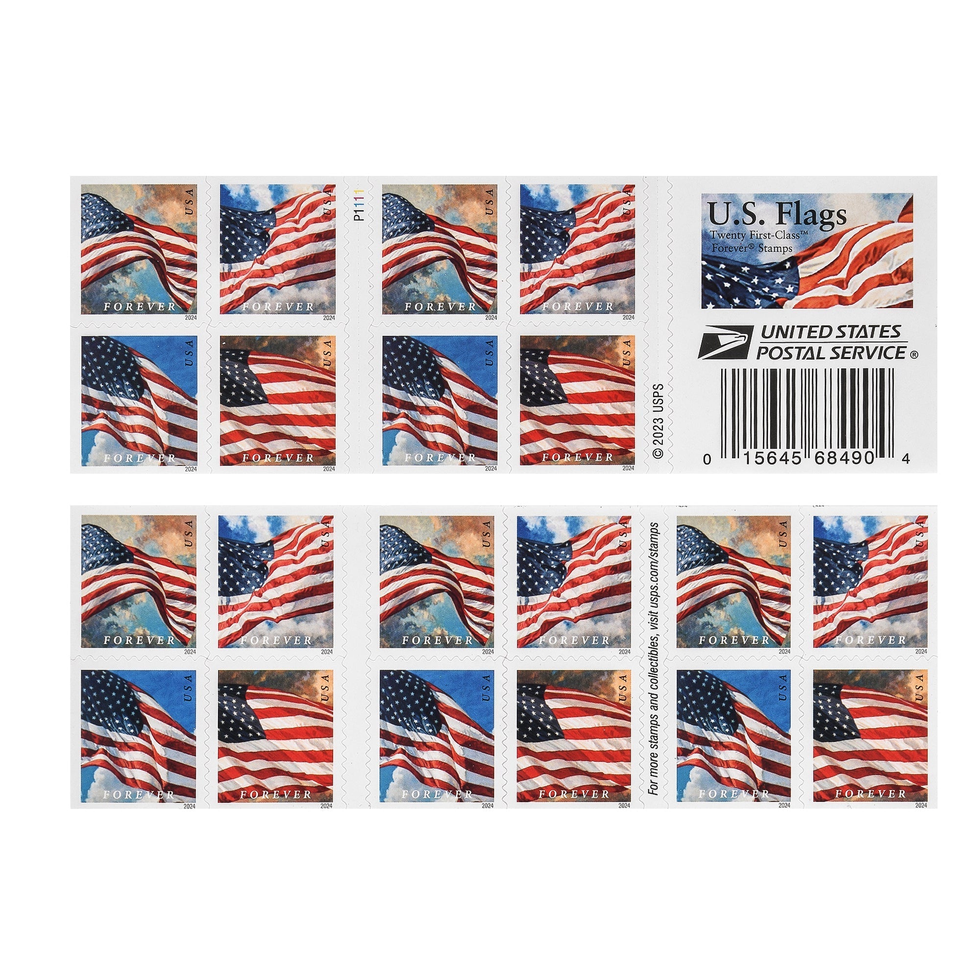 2024 US Flags Booklets /  Rolls Forever First Class Postage Stamps
