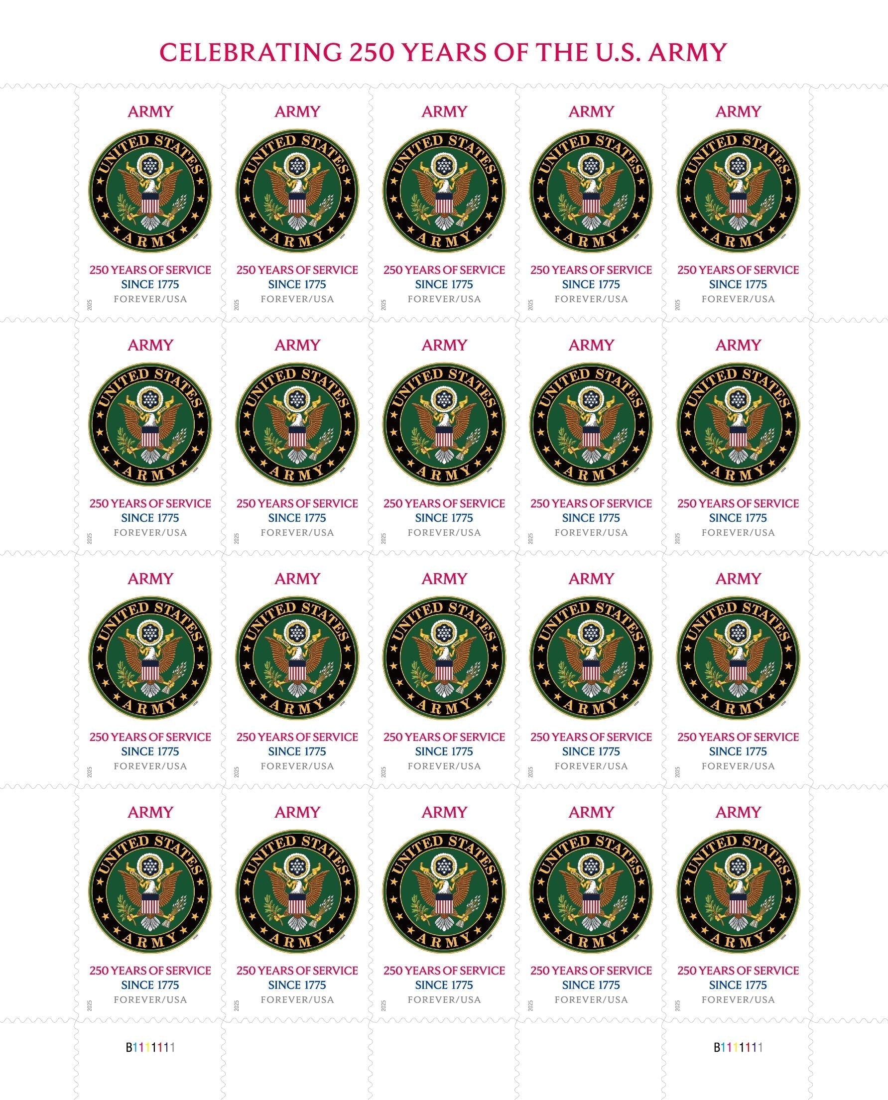 U.S. Army 250th First-Class Mail Forever Postage Stamps